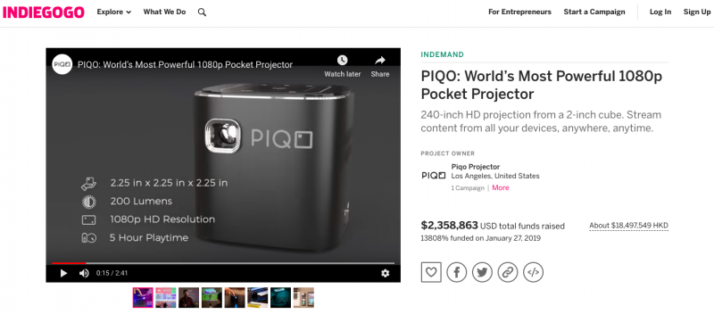 美國 PIQO 極細 1080p HD智能投影機 media 2